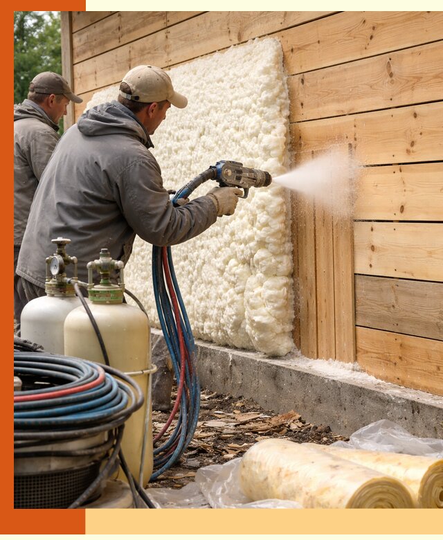 Утепление деревянного дома пенополиуретаном в Коломне