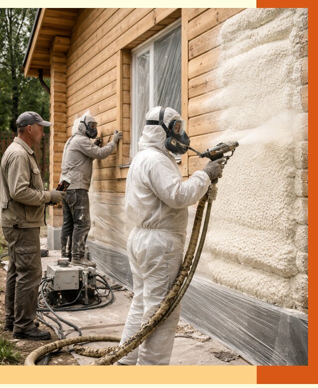 Утепление дома из бруса ППУ в Коломне от 3904 руб/м2 под ключ | ТепломастерКлм