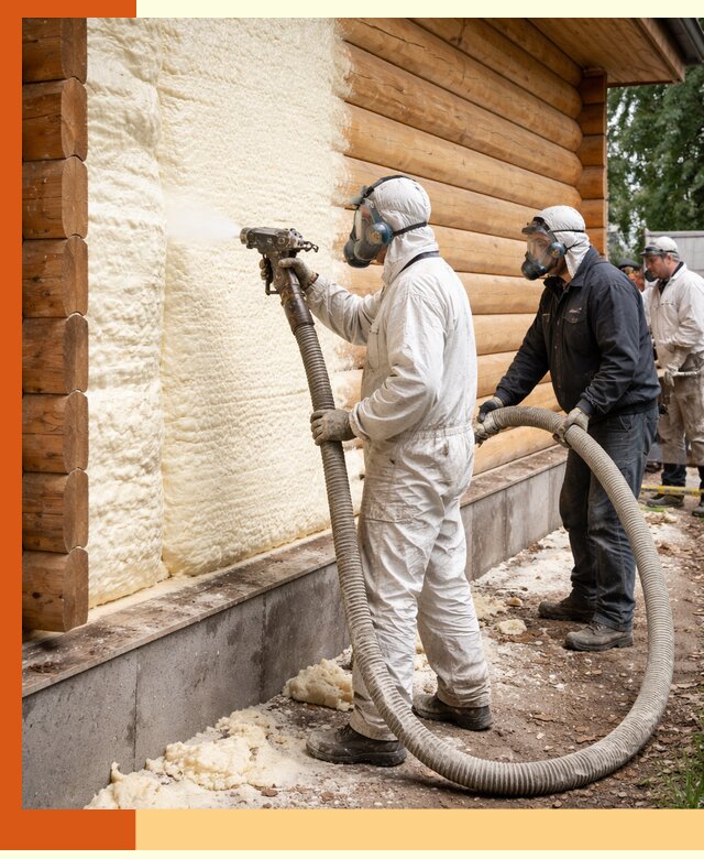 Утепление дома из бруса пенополиуретаном в Коломне