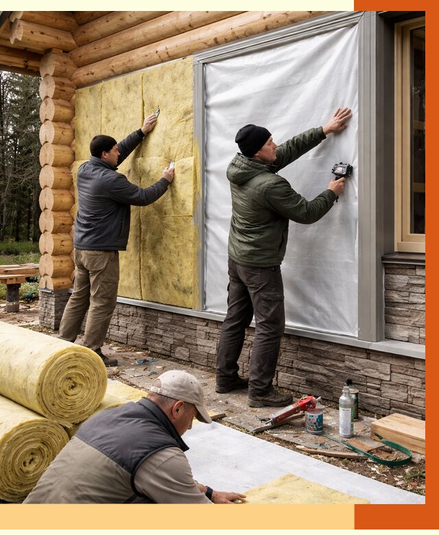 Утепление бревенчатого дома в Коломне от 7756 руб/м2 — заказать под ключ | ТепломастерКлм