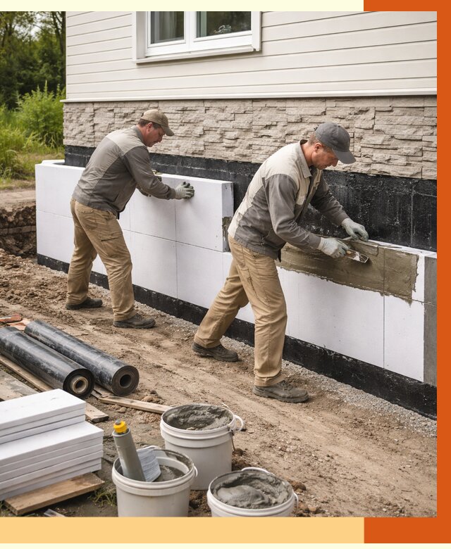 Утепление фундамента снаружи в Коломне от 4258 руб. за м² | ТепломастерКлм