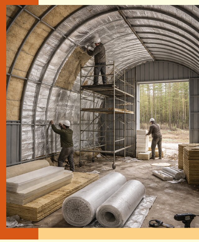 Утепление арочного ангара под ключ в Коломне