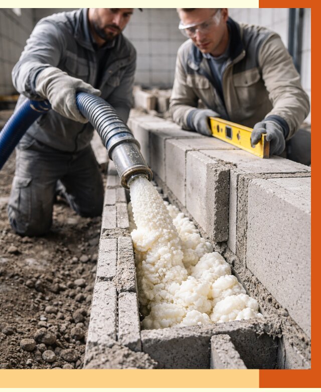 Заполнение колодцевой кладки ППУ в Коломне от 4258 руб. за м2 | ТепломастерКлм