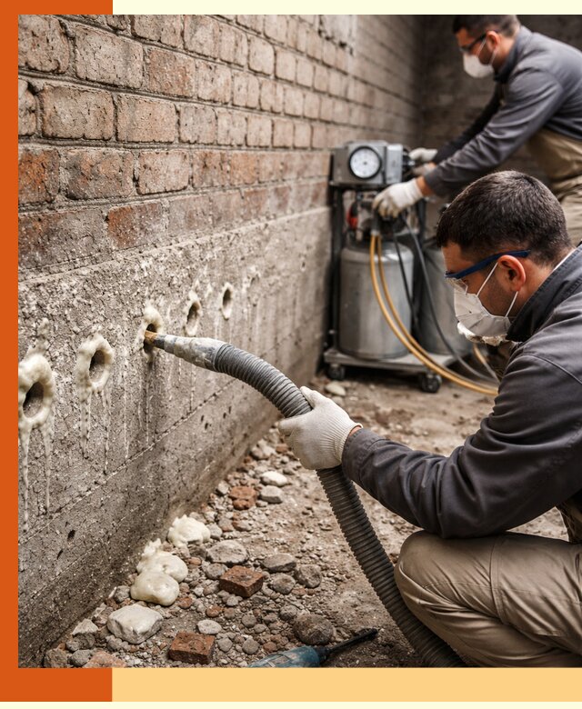 Заполнение колодцевой кладки ППУ в Коломне быстро и герметично