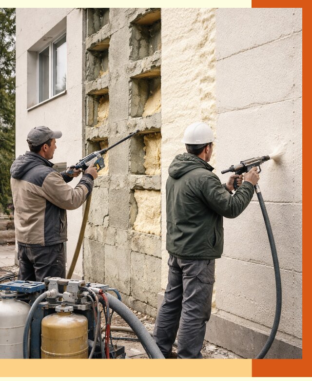 Заполнение пустот фасада в Коломне от 4563 руб. — утепление пустот облицовки | ТепломастерКлм