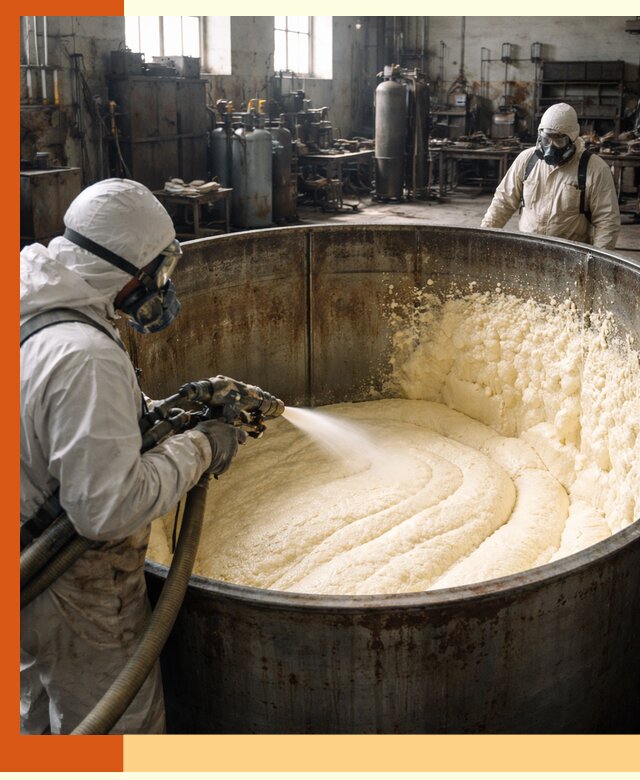 Заливка ппу в емкости с полной изоляцией и герметизацией в Коломне