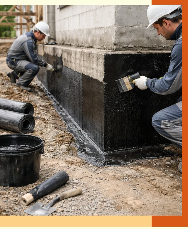 Гидроизоляция фундамента в Коломне от 1267 руб. — профессионально, под ключ | ТепломастерКлм